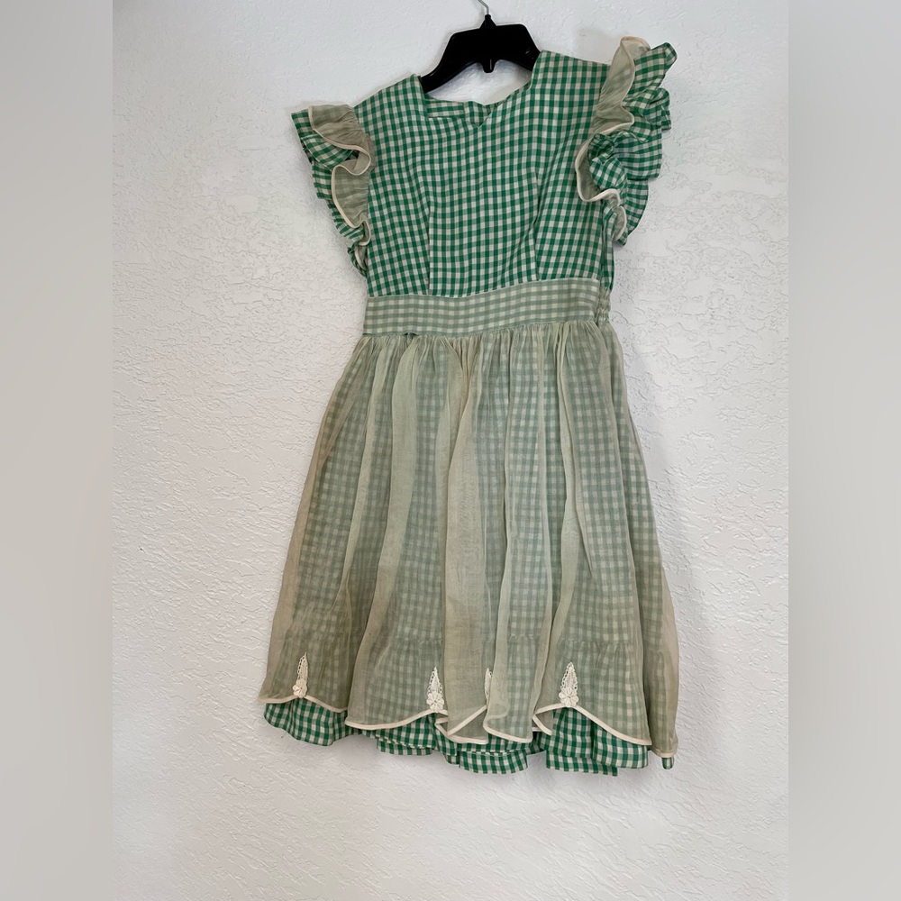 Vintage 60s dress with attached apron - Picture 2 of 6